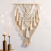 ANROYE Macrame Boho Wall Hanging Decor, Geometric Woven Tapestry Chic Cotton Handmade Bohemian Art with Long Tassel, Craft Ornament for Dorm Home Bedroom Western Room Decoration Gift for Women image 0